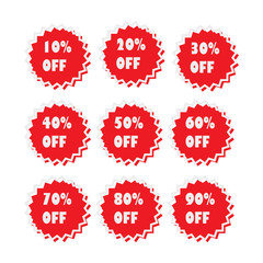 discount sale set stickers in flat style