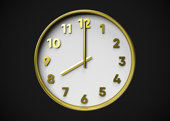Clock 8 O’Clock Time 3D Render