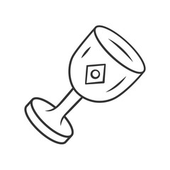 Chalice cup linear icon. Thin line illustration. Medieval, ancient goblet. Holy Grail. Magical, occult ritual gothic chalice. Ceremonial wine antique goblet. Isolated outline drawing. Editable stroke