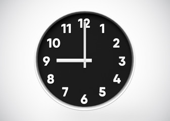 Clock 9 O’Clock Time 3D Render