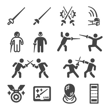 fencing sport and recreation icon set,vector and illustration