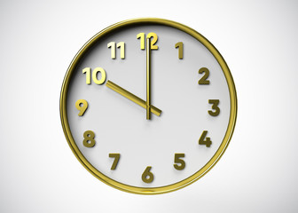 Clock 10 O’Clock Time 3D Render