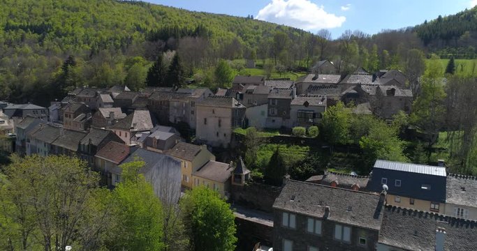 Bagnols-les-Bains aerial approach, Loz&egrave;re, France
