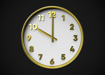 Clock 10 O’Clock Time 3D Render