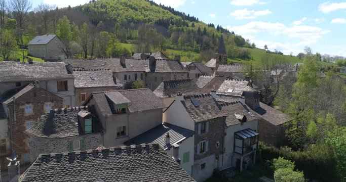 Bagnols-les-Bains aerial back traveling, Loz&egrave;re, France