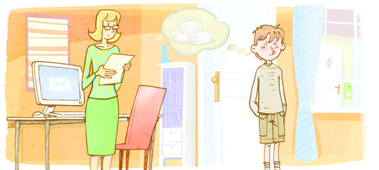 boy who imagines sugar cubes and a mother who reads his letter