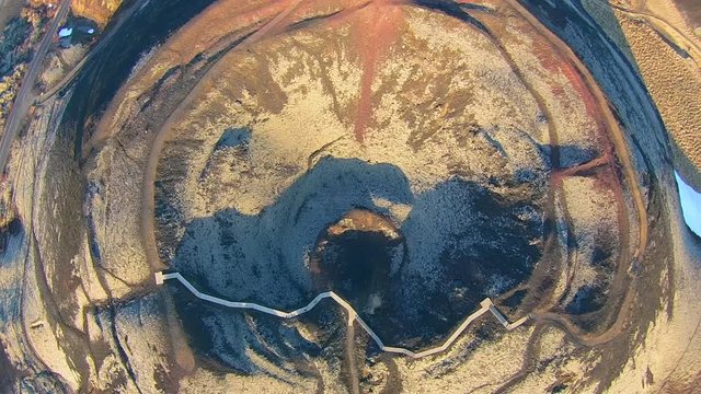 Aerial view of old Gr&aacute;br&oacute;k volcano crater in Iceland near Bifr&ouml;st