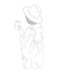 Pretty girl continuous line drawing minimalist design on white background