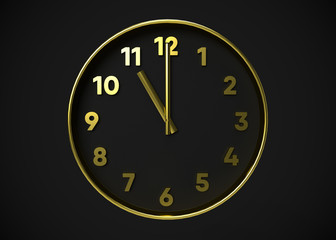 Clock 11 O’Clock Time 3D Render