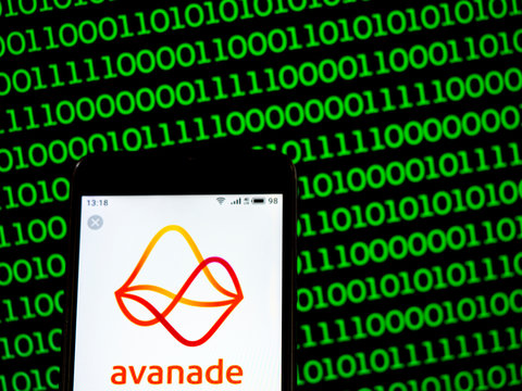 Kiev, Ukraine, July 5, 2019. Editorial illustrative. In this photo illustration the Avanade logo is seen displayed on a smartphone