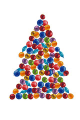 Christmas card with christmas tree balls. Watercolor hand-drawn elements