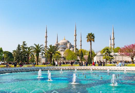 ISTANBUL, TURKEY - APRIL 21, 2018: The Blue Mosque, (Sultanahmet Camii), Istanbul, Turkey