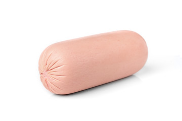 Boiled sausage isolated on white background.