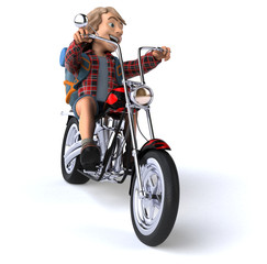 Naklejka na ściany i meble Man solo traveling backpacker - 3D Illustration