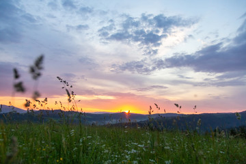 Fototapeta premium Sunset in the mountains of the Carpathians.