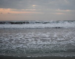 Sea waves rising towards the shore