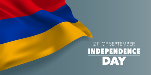 Armenia happy independence day greeting card, banner with template text vector illustration