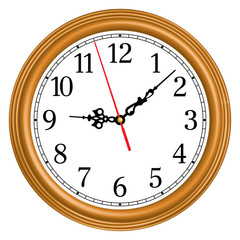 Round wall clock. Home decor. 3D effect vector