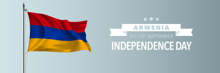 Armenia happy independence day greeting card, banner vector illustration