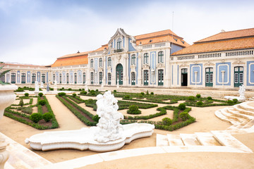 Beautiful park in the courtyard of national palace in Queluz, Portugal