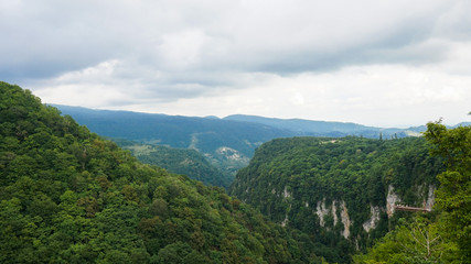 Fototapeta na wymiar Beautiful walley in georgian mountains on the canyon Okace, Georgia