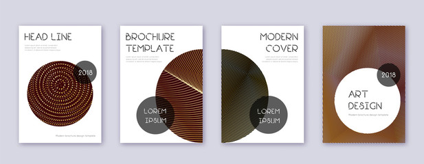 Trendy brochure design template set. Gold abstract