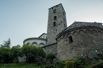 Fototapeta na wymiar Beautiful view of church of St. Esteve in Andorra La Vella, capital of Andorra.