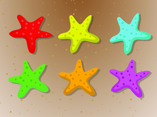 Fototapeta na wymiar Summer Collection -Starfish- Beach Vector with Sand Background for Designs Web Design Banner Poster etc.