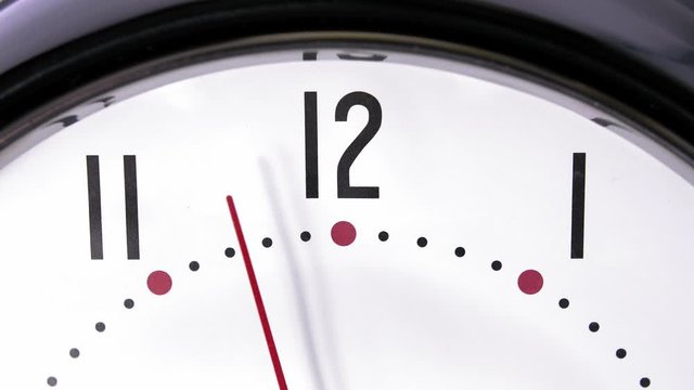 Analog Clock Face with Clock Hands on White Background