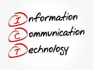 ICT - Information Communication Technology acronym, concept background