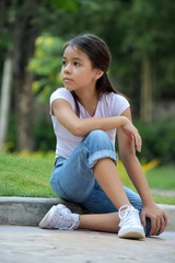 Relaxing Beautiful Female Sitting