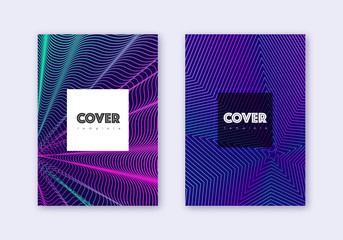 Hipster cover design template set. Neon abstract l