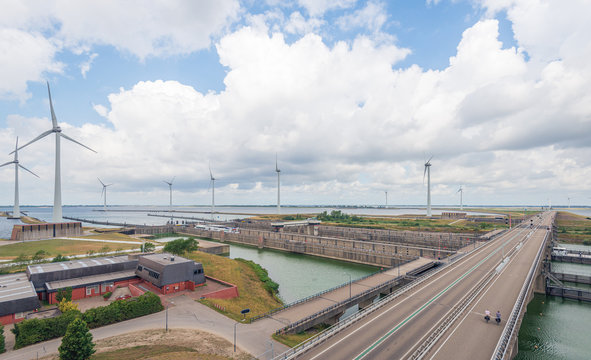 Krammer Wind Farm And Western Entrance To The Krammer Lock Complex