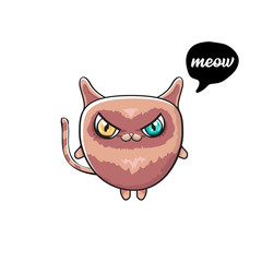 kawaii cute cat isolated on white background. Cartoon happy kitten with big eyes