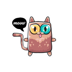 kawaii cute cat isolated on white background. Cartoon happy kitten with big eyes