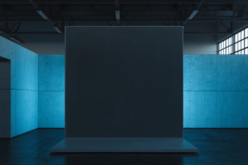 Blank black Canvas placard or billboard or wall in showroom, 3d rendering.