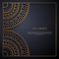 Gold and black greeting card template in retro style. Great design for any purposes: invitation, flyer, menu, brochure or leaflet