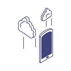 smartphone device with clouds tech