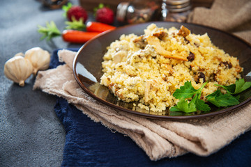 kebab of chicken and semolina in the oriental