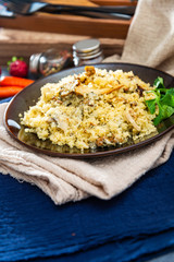 kebab of chicken and semolina in the oriental