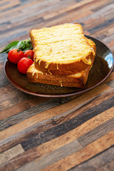 Traditional French sandwich Croque Monsieur Ham Emmental
