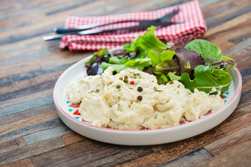 Traditional Parmentier of fish with chives