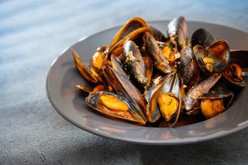 Italian Steamed Mussels cooked in Provencale style