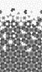 Arabesque vector seamless pattern. Geometric halftone texture with grey tile disintegration