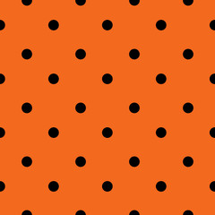 Halloween Seamless Polka Dot Pattern In Orange And Black Color