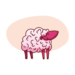 Sheep vector illustration. The concept of trying to sleep, counting the sheep, insomnia, sleep disorders, baby sleep. Vector.