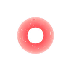 Inflatable rubber swimming pink ring donut shaped vector illustration isolated.