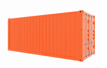 New red cargo container isolated on white background