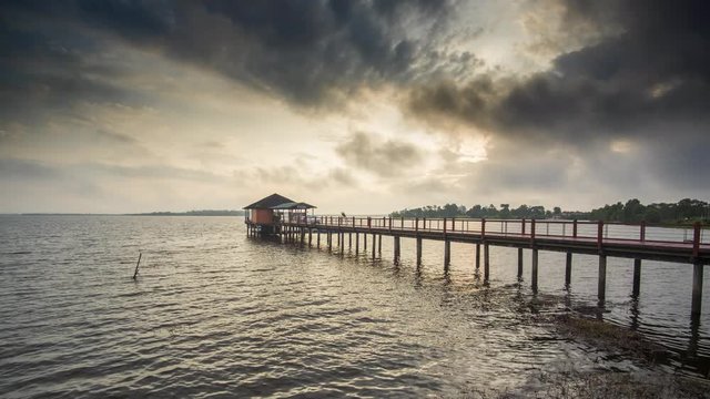 Time Lapse Of 'Bukit Merah Laketown' Jetty During Sunrise