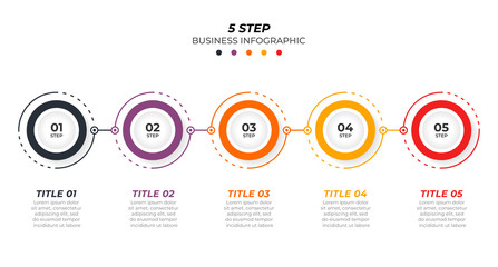 Timeline infographic design vector and 5 options. Can be used for workflow layout, diagram, annual report, web design. Vector business template for presentation. 